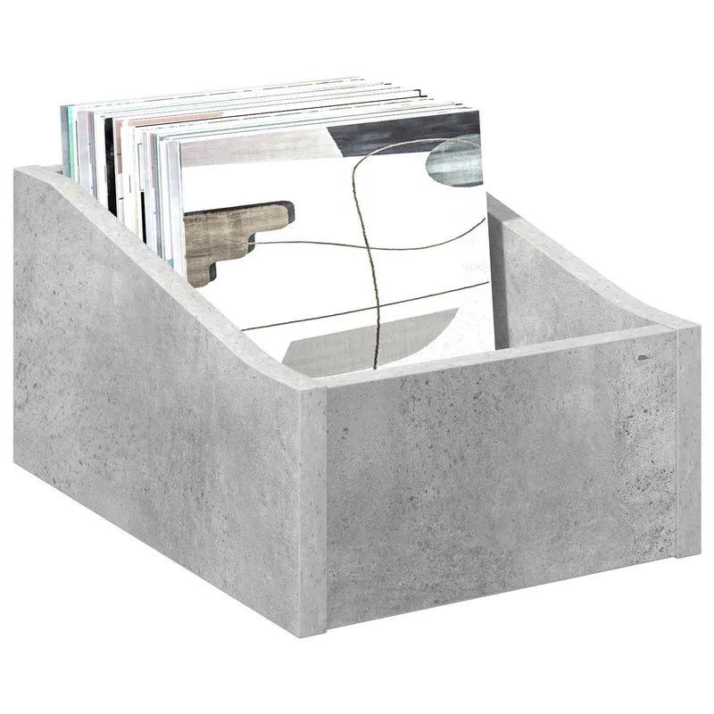 Caixa de Discos LP 2 unid. Cinzento Cimento 23 x 33 x 16 cm