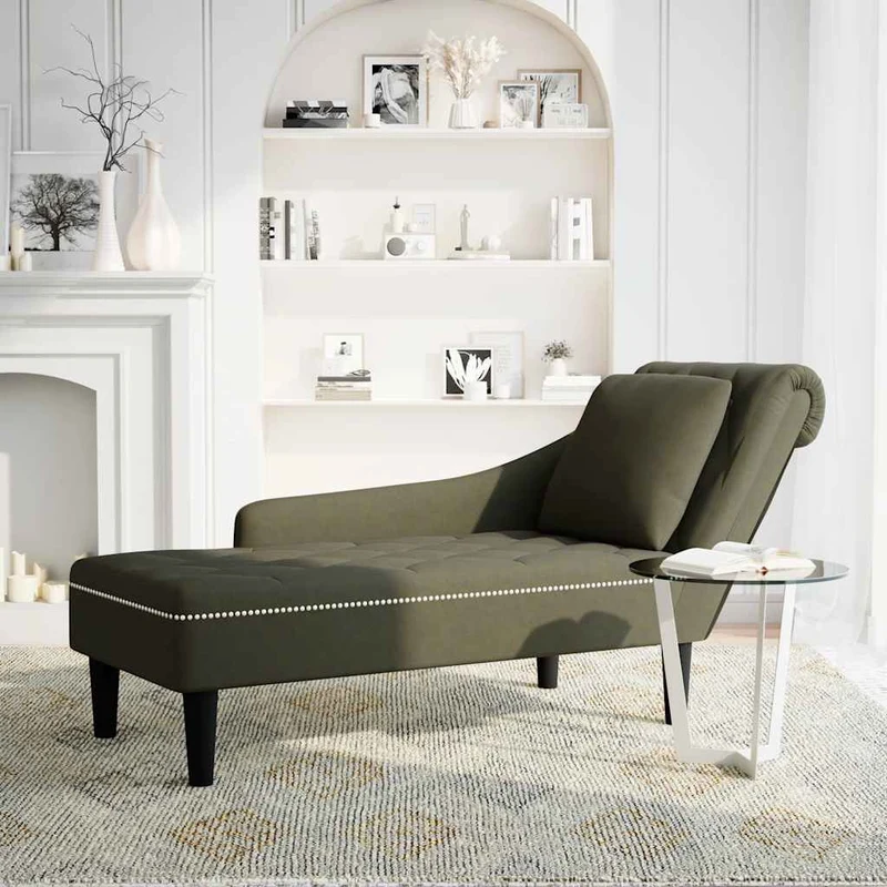 Chaise lounge c/ almofada/apoio braços direito couro artificial