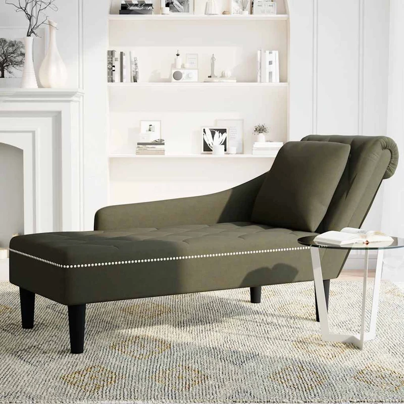 Chaise lounge c/ almofada/apoio braços direito couro artificial