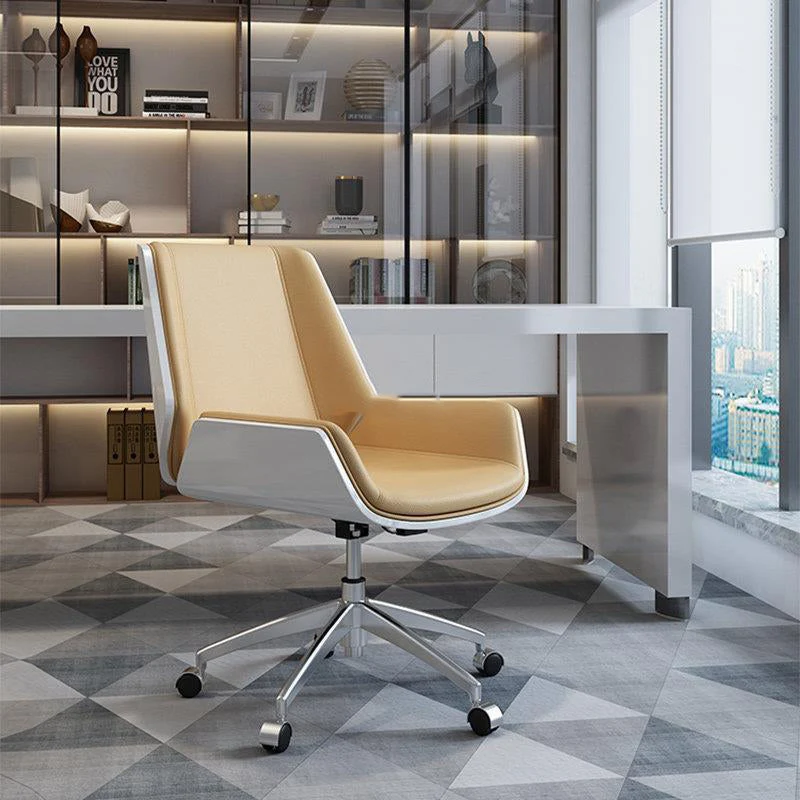 Contemporary Nordic Square Faux Leather Plywood Steel Desk Chair Backrest Swivel For Home Office