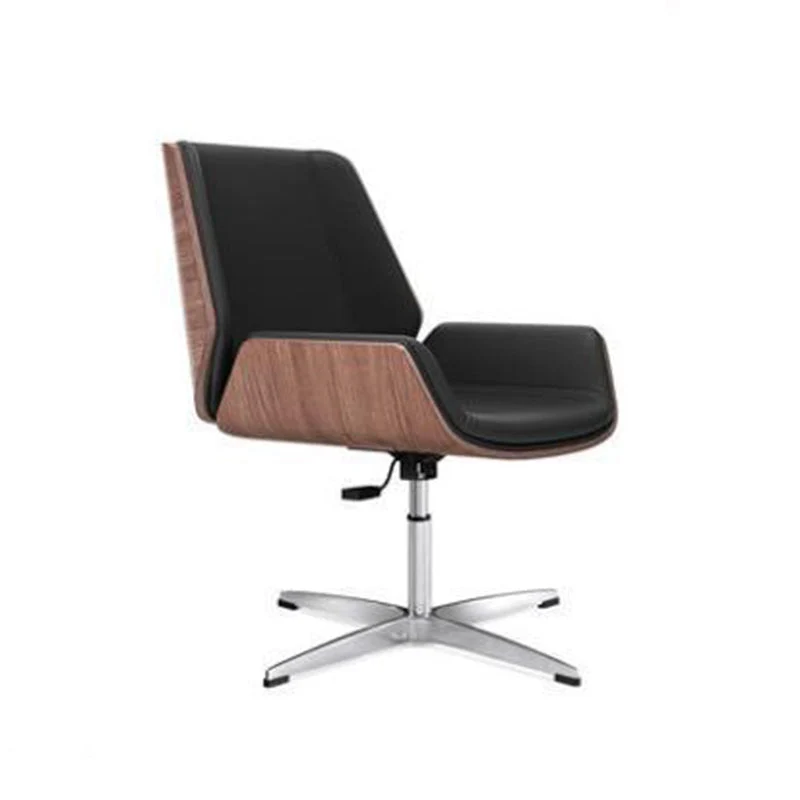 Contemporary Nordic Square Faux Leather Plywood Steel Desk Chair Backrest Swivel For Home Office