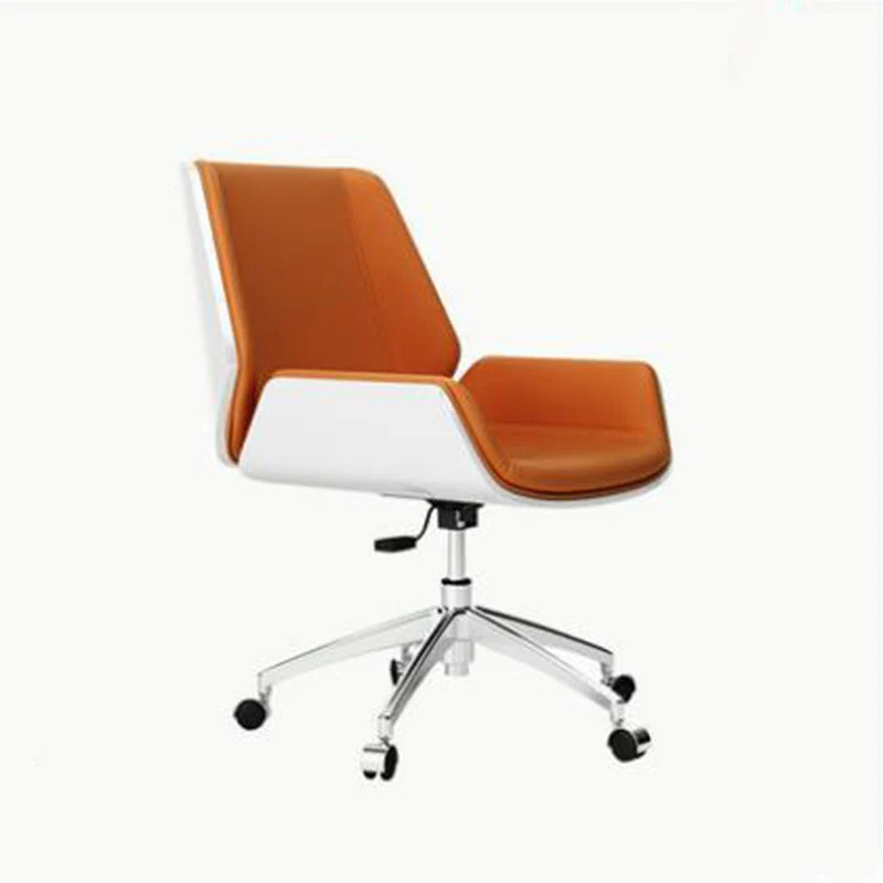 Contemporary Nordic Square Faux Leather Plywood Steel Desk Chair Backrest Swivel For Home Office