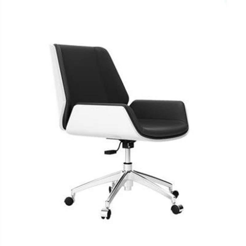 Contemporary Nordic Square Faux Leather Plywood Steel Desk Chair Backrest Swivel For Home Office