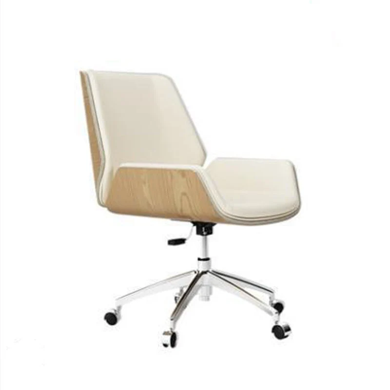 Contemporary Nordic Square Faux Leather Plywood Steel Desk Chair Backrest Swivel For Home Office