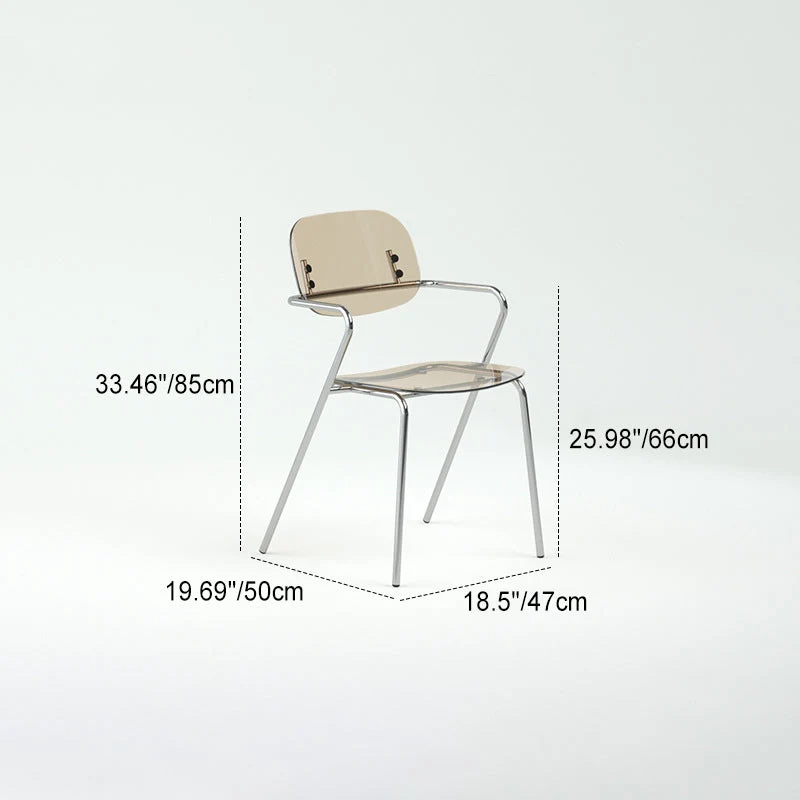 Modern Minimalist Rectangular PC Iron Chair Backrest Armrest For Living Room
