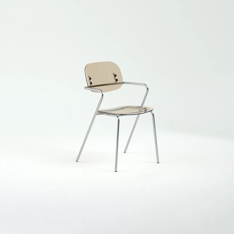 Modern Minimalist Rectangular PC Iron Chair Backrest Armrest For Living Room
