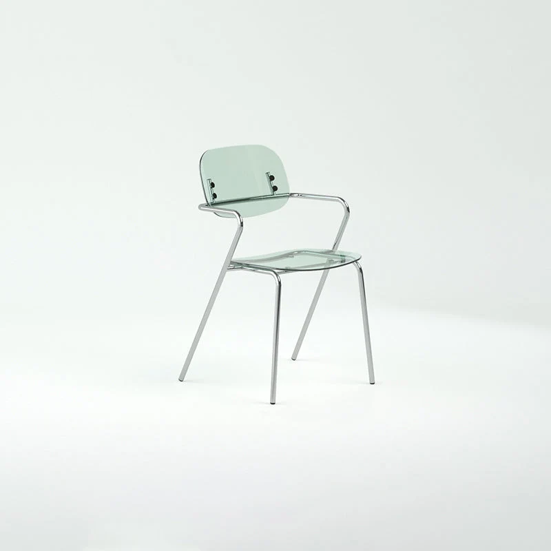 Modern Minimalist Rectangular PC Iron Chair Backrest Armrest For Living Room