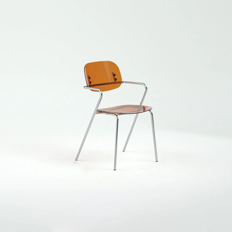 Modern Minimalist Rectangular PC Iron Chair Backrest Armrest For Living Room