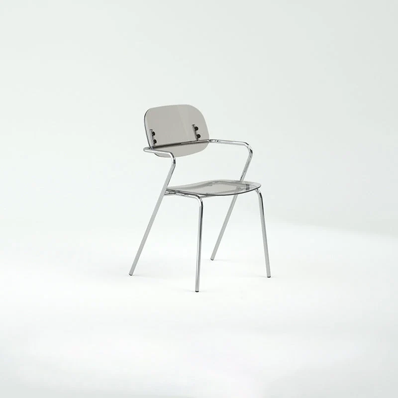 Modern Minimalist Rectangular PC Iron Chair Backrest Armrest For Living Room