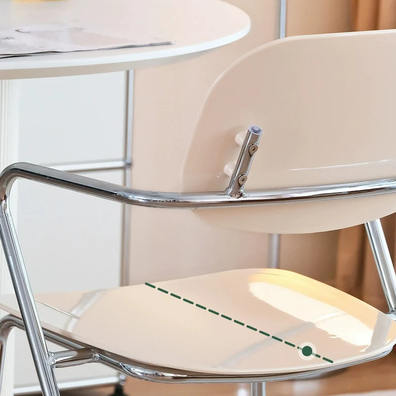 Modern Minimalist Rectangular PC Iron Chair Backrest Armrest For Living Room