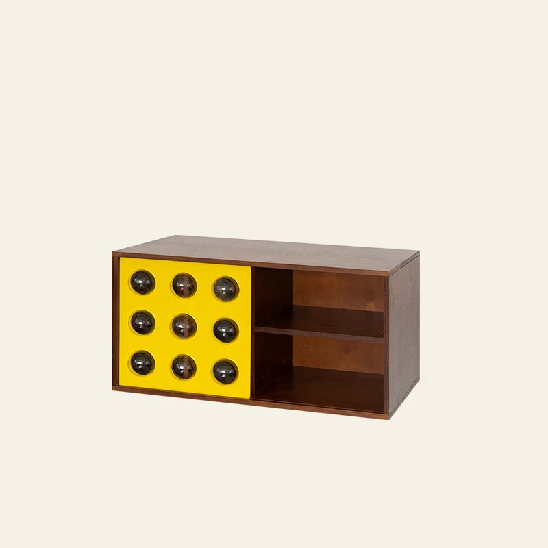 Modern Mid-Century Square Round Acrylic Marine Plywood Storage Cabinet 4-Storage For Living Room