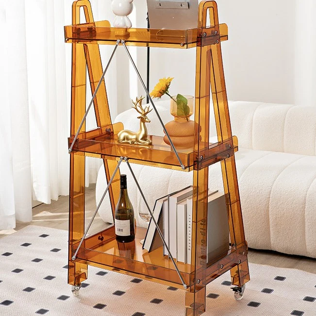 Modern Minimalist Square Rectangular PC Movable Display Rack 2/3/4-Tier For Living Room