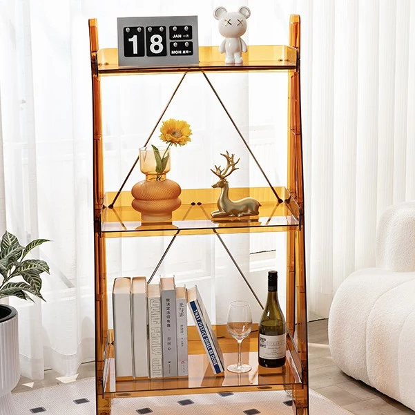 Modern Minimalist Square Rectangular PC Movable Display Rack 2/3/4-Tier For Living Room