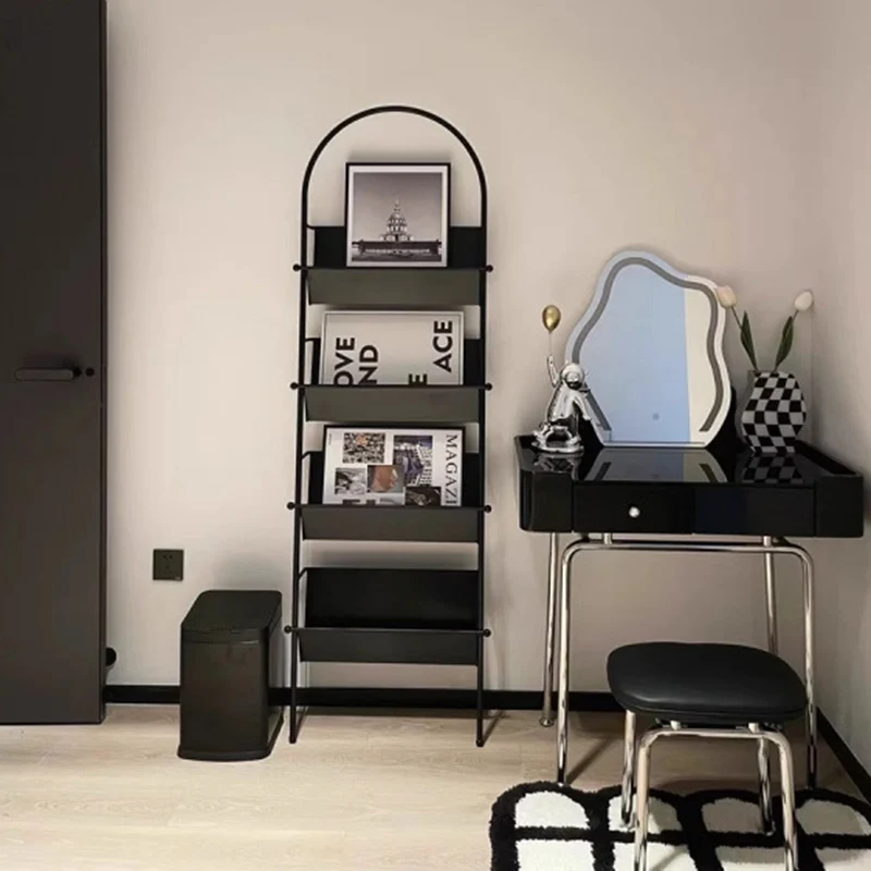 Modern Minimalist Ellipse Iron Bookshelf 4-Tier For Living Room
