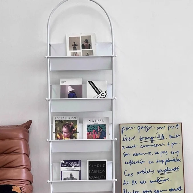 Modern Minimalist Ellipse Iron Bookshelf 4-Tier For Living Room