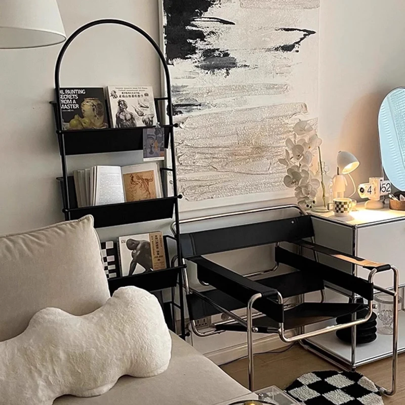 Modern Minimalist Ellipse Iron Bookshelf 4-Tier For Living Room