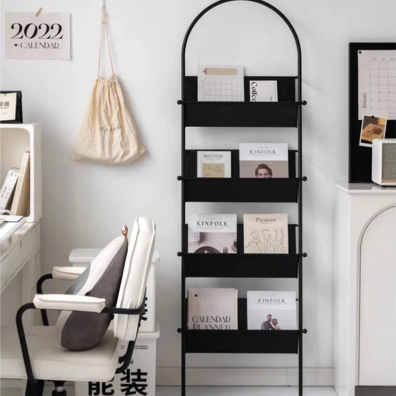Modern Minimalist Ellipse Iron Bookshelf 4-Tier For Living Room