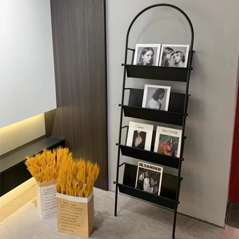Modern Minimalist Ellipse Iron Bookshelf 4-Tier For Living Room