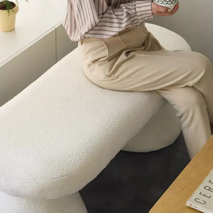 Contemporary Nordic Rectangle Wood Fabric Bench Chair For Bedroom