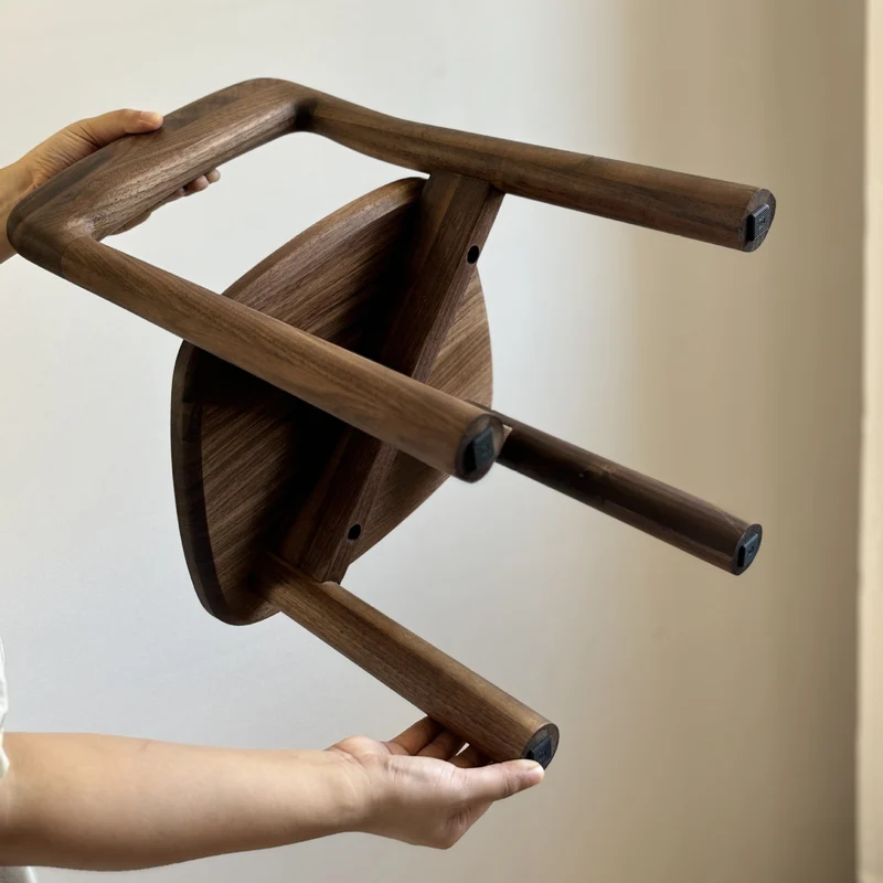 Traditional Vintage Kids Sleek Square Right Angle Black Walnut Chair Backrest For Living Room