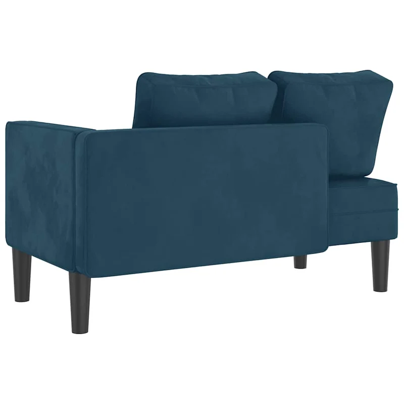 Chaise lounge com almofadões veludo azul