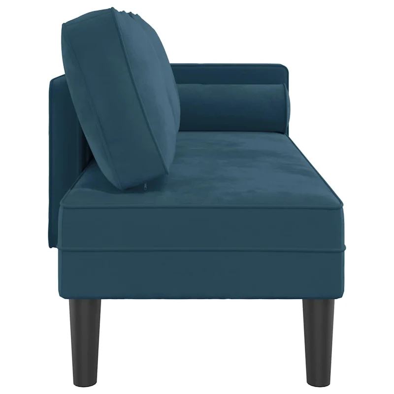 Chaise lounge com almofadões veludo azul