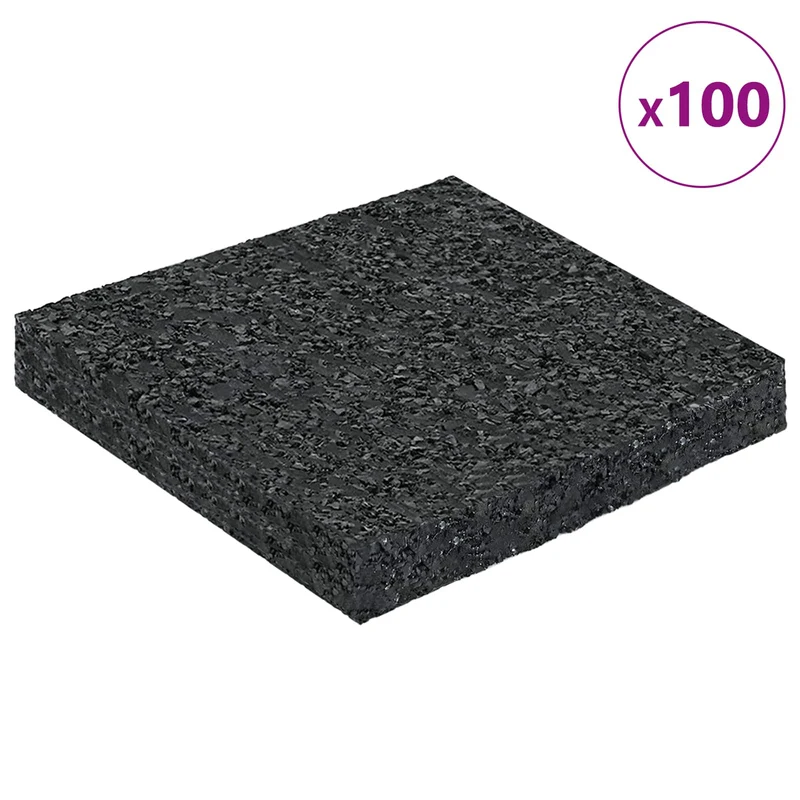 Tapete de Pátio em Granulado de Borracha Preto 9 x 9 x 1 cm