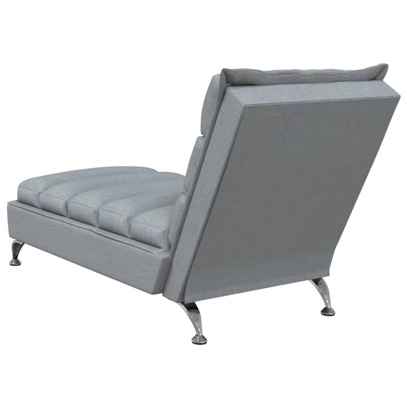 Chaise lounge com almofadões tecido cinzento-claro