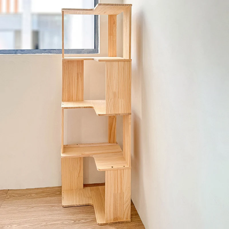 Modern Minimalist Corner Rectangle Wood Bookshelves 4/5 Shelves For Home Office