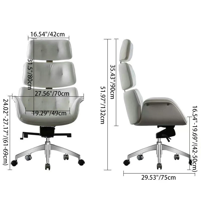 Contemporary Luxury Microfiber Leather Faux Leather Cowhide Leather Contact Surface Rectangular Segmented Back Desk Chair Armrest For Home Office