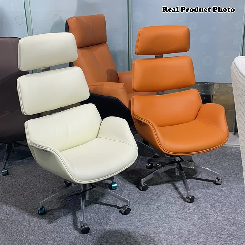 Contemporary Luxury Microfiber Leather Faux Leather Cowhide Leather Contact Surface Rectangular Segmented Back Desk Chair Armrest For Home Office