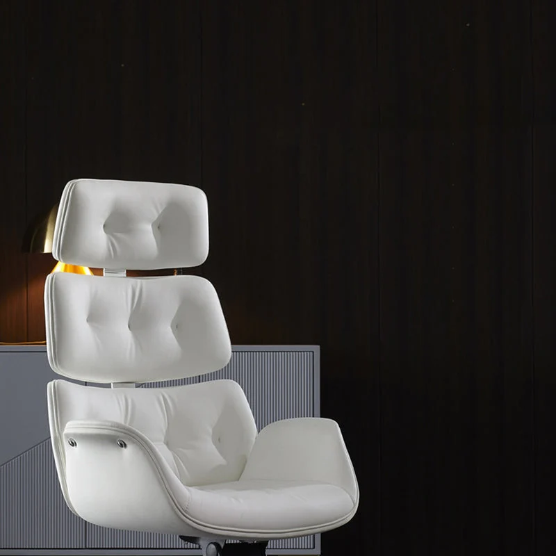 Contemporary Luxury Microfiber Leather Faux Leather Cowhide Leather Contact Surface Rectangular Segmented Back Desk Chair Armrest For Home Office