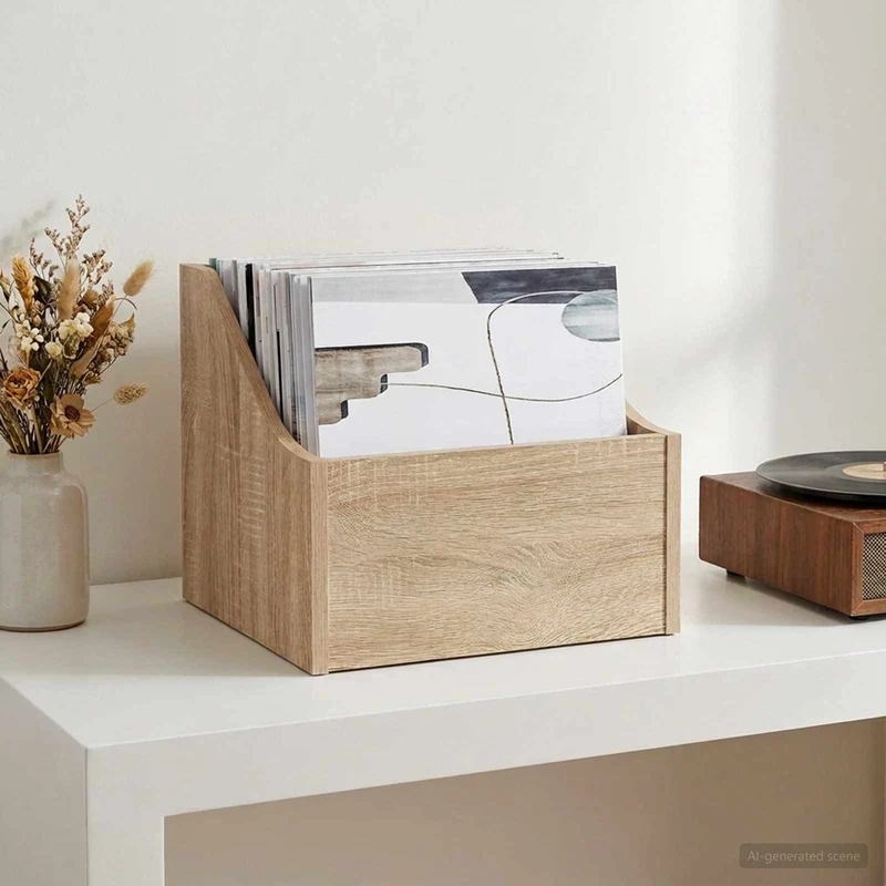 Caixa de Discos LP Carvalho Sonoma 37 x 33 x 32 cm