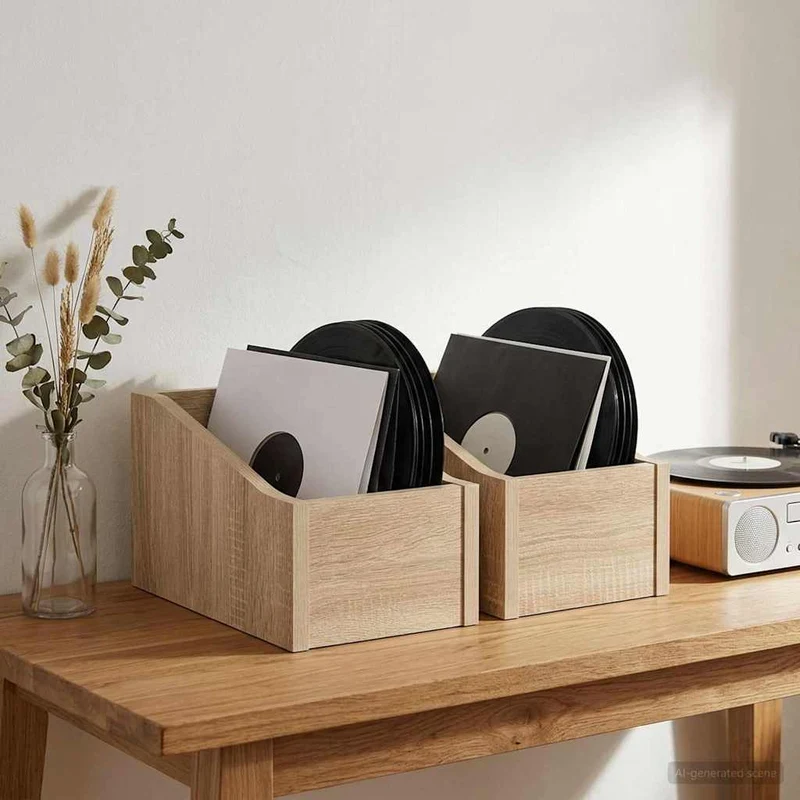 Caixa de Discos LP 2 unid. Carvalho Sonoma 18 x 32 x 18 cm