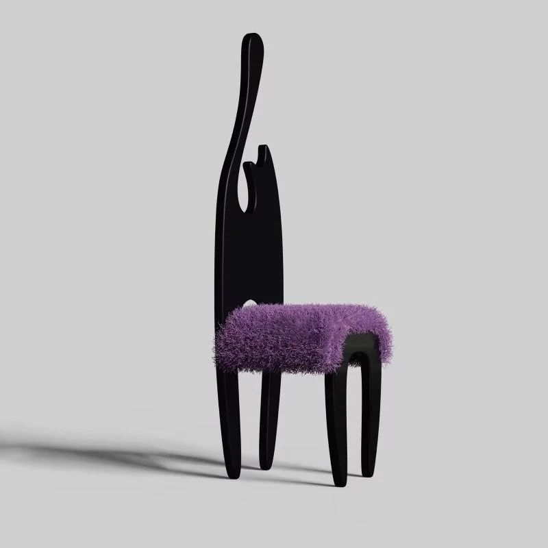 Contemporary Creative Rectangular Cat Ash Wood Fabric Chair Backrest For Living Room