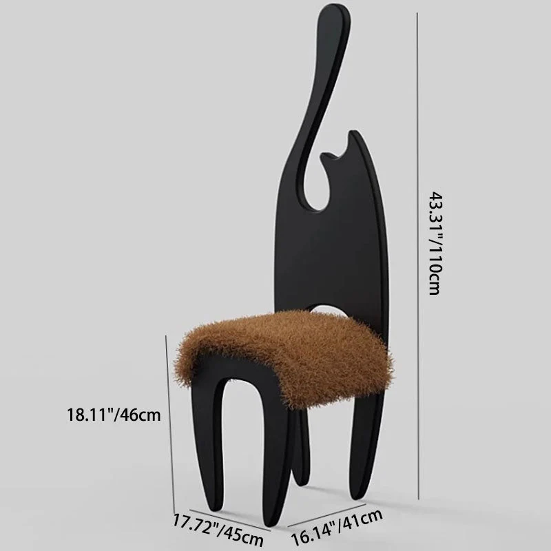 Contemporary Creative Rectangular Cat Ash Wood Fabric Chair Backrest For Living Room