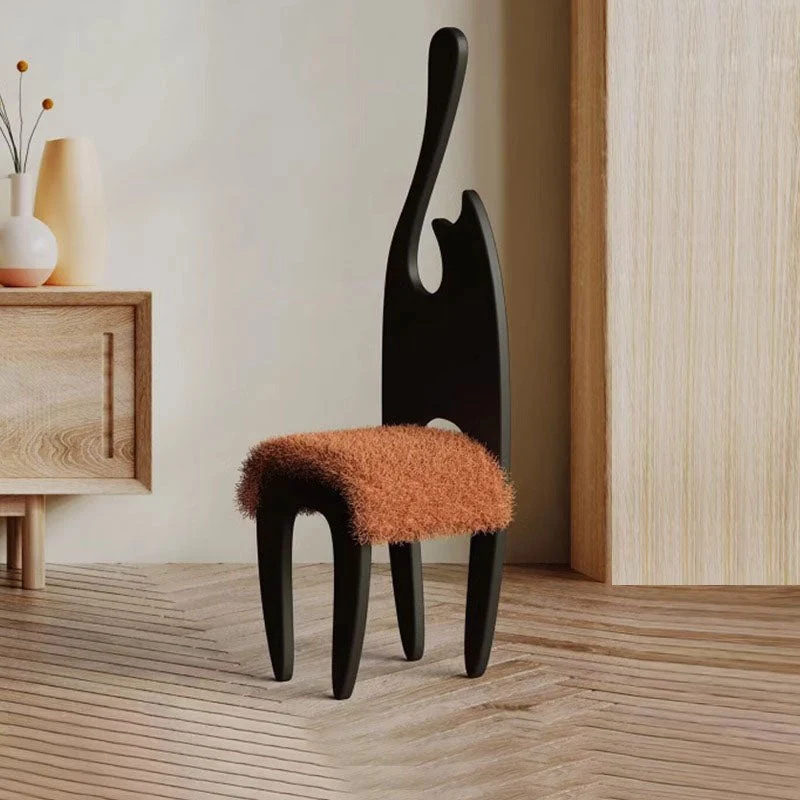 Contemporary Creative Rectangular Cat Ash Wood Fabric Chair Backrest For Living Room