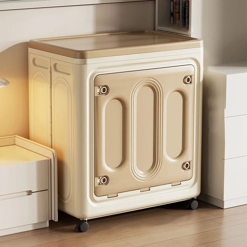Modern Minimalist Movable Rectangle PP Plastic Dust-Proof Large Capacity Foldable Storage Cabinet 1-Cabinet For Bedroom