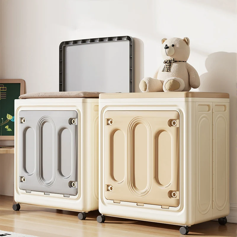 Modern Minimalist Movable Rectangle PP Plastic Dust-Proof Large Capacity Foldable Storage Cabinet 1-Cabinet For Bedroom