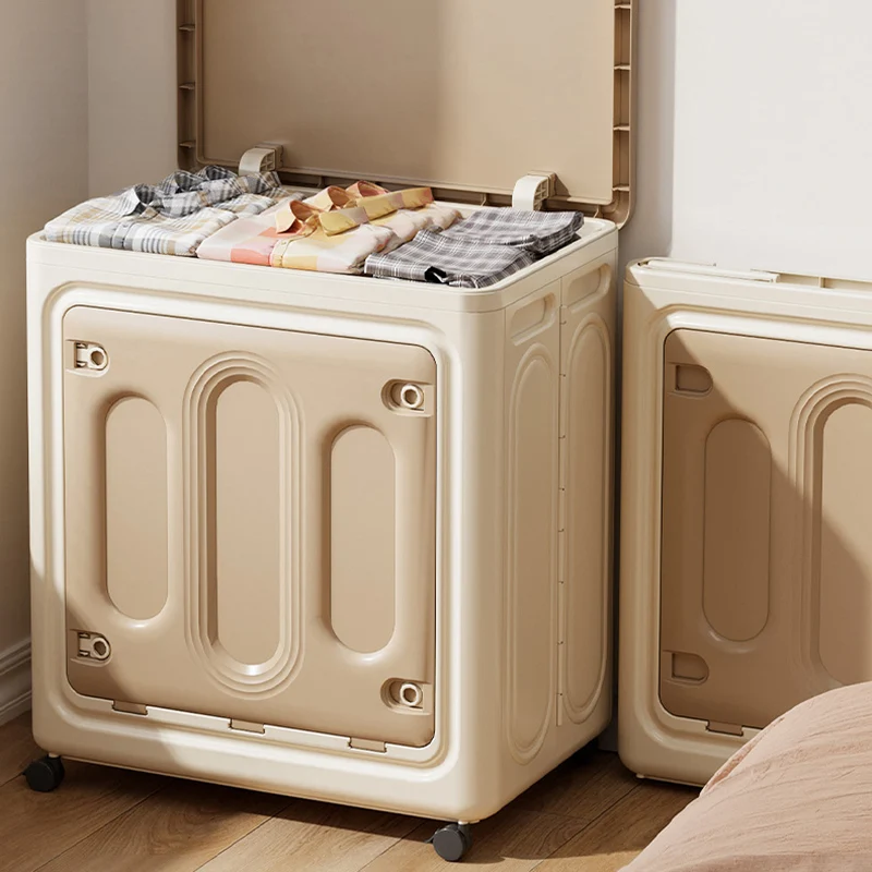 Modern Minimalist Movable Rectangle PP Plastic Dust-Proof Large Capacity Foldable Storage Cabinet 1-Cabinet For Bedroom