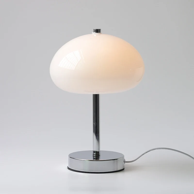 Modern Minimalist Spherical Half Circle Iron Glass 1-Light Table Lamp For Bedroom