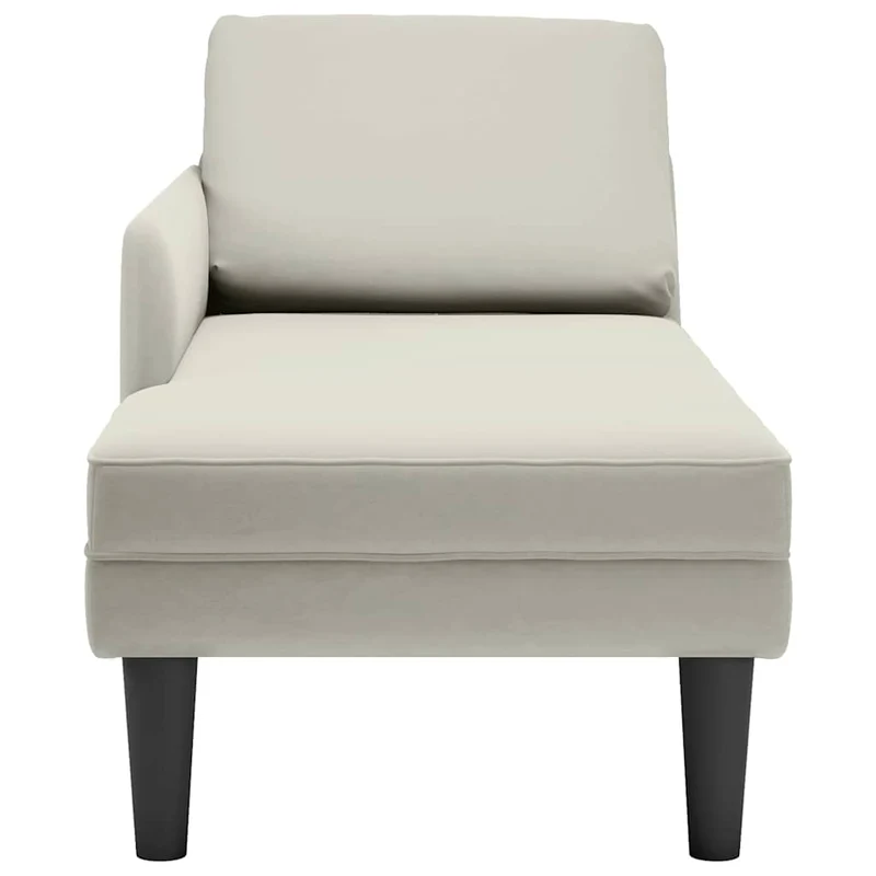 Chaise lounge c/ almofada/apoio de braços direito veludo creme