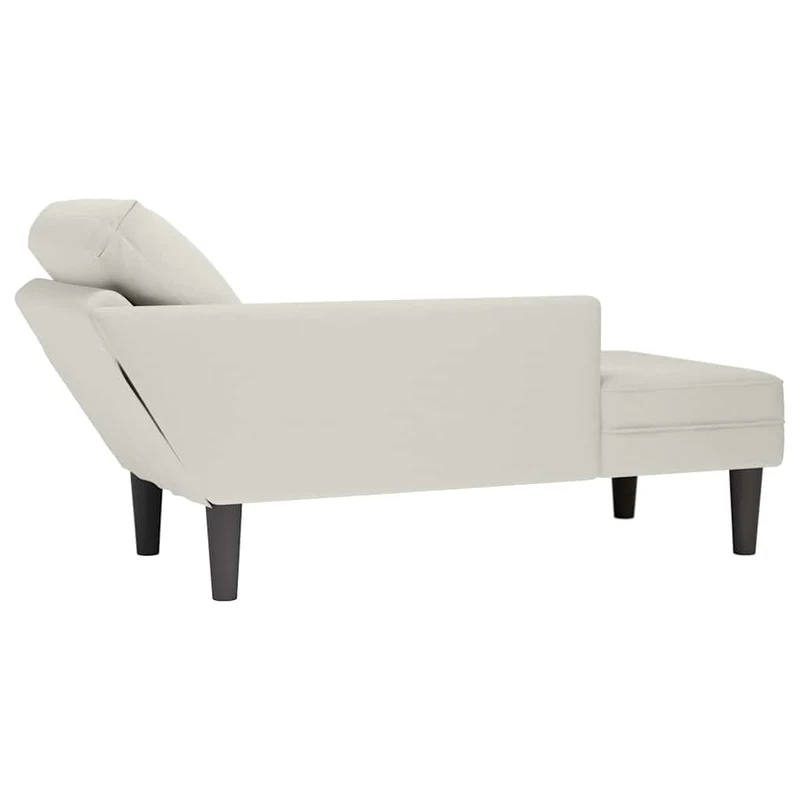 Chaise lounge c/ almofada/apoio de braços direito veludo creme
