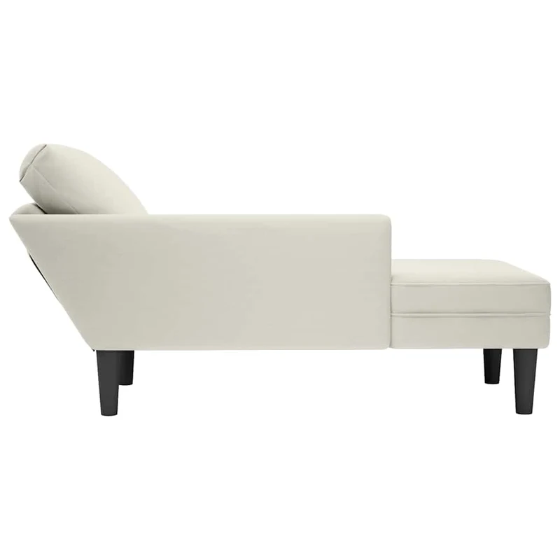 Chaise lounge c/ almofada/apoio de braços direito veludo creme