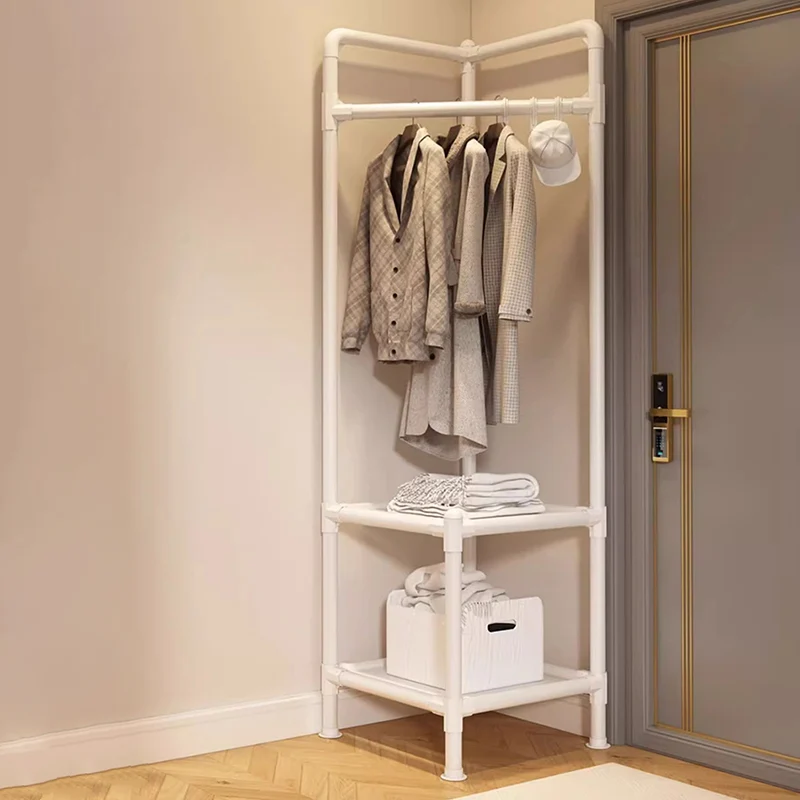 Modern Simplicity Rectangular Carbon Steel Fabric Corner Storage Cabinet 2-Tier For Bedroom