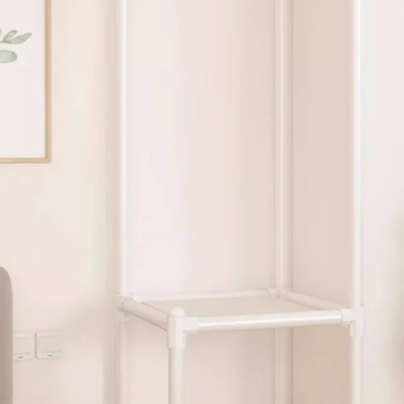 Modern Simplicity Rectangular Carbon Steel Fabric Corner Storage Cabinet 2-Tier For Bedroom