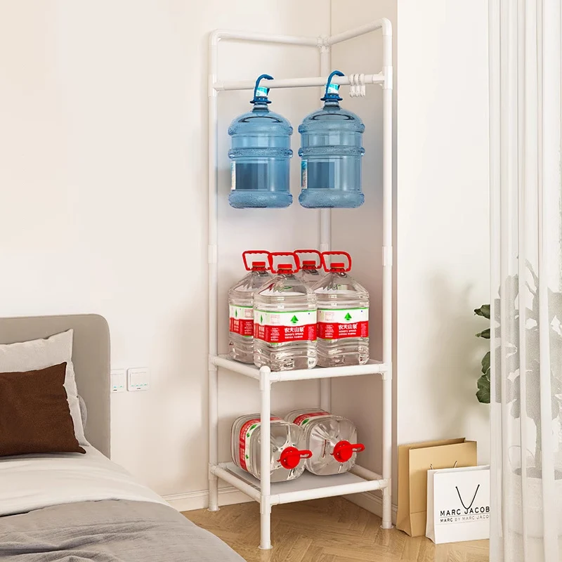 Modern Simplicity Rectangular Carbon Steel Fabric Corner Storage Cabinet 2-Tier For Bedroom
