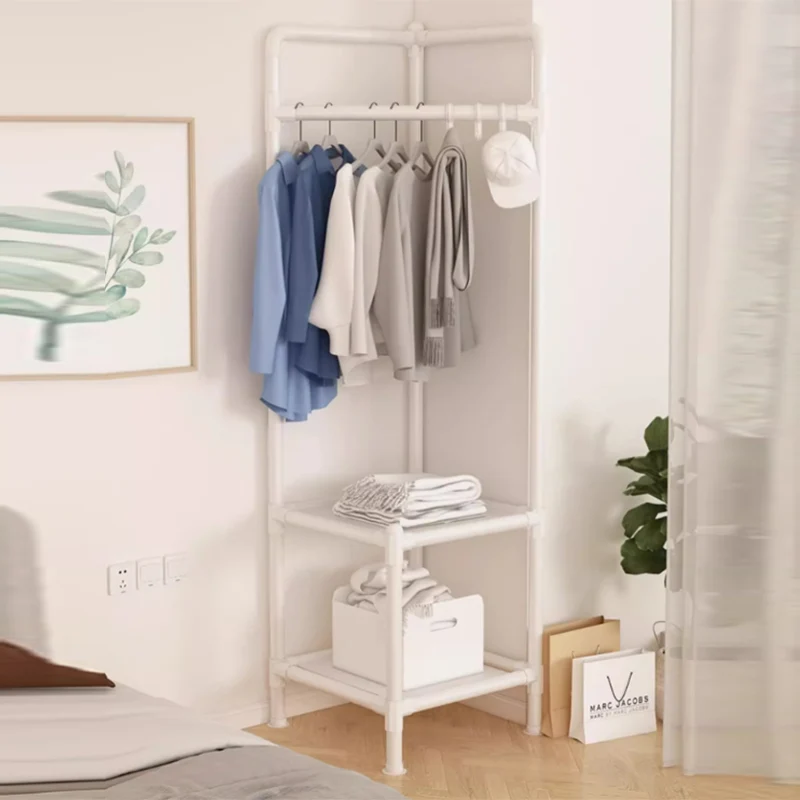 Modern Simplicity Rectangular Carbon Steel Fabric Corner Storage Cabinet 2-Tier For Bedroom