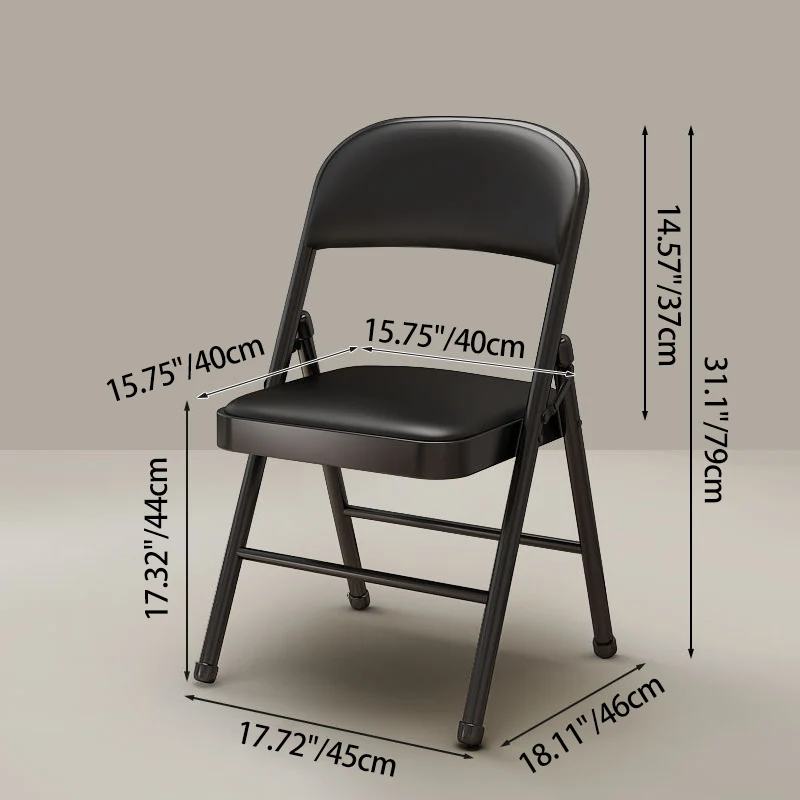Modern Simplicity Arc Steel Pipe PU Leather Sponge Foldable Desk Chair Backrest Armless For Home Office