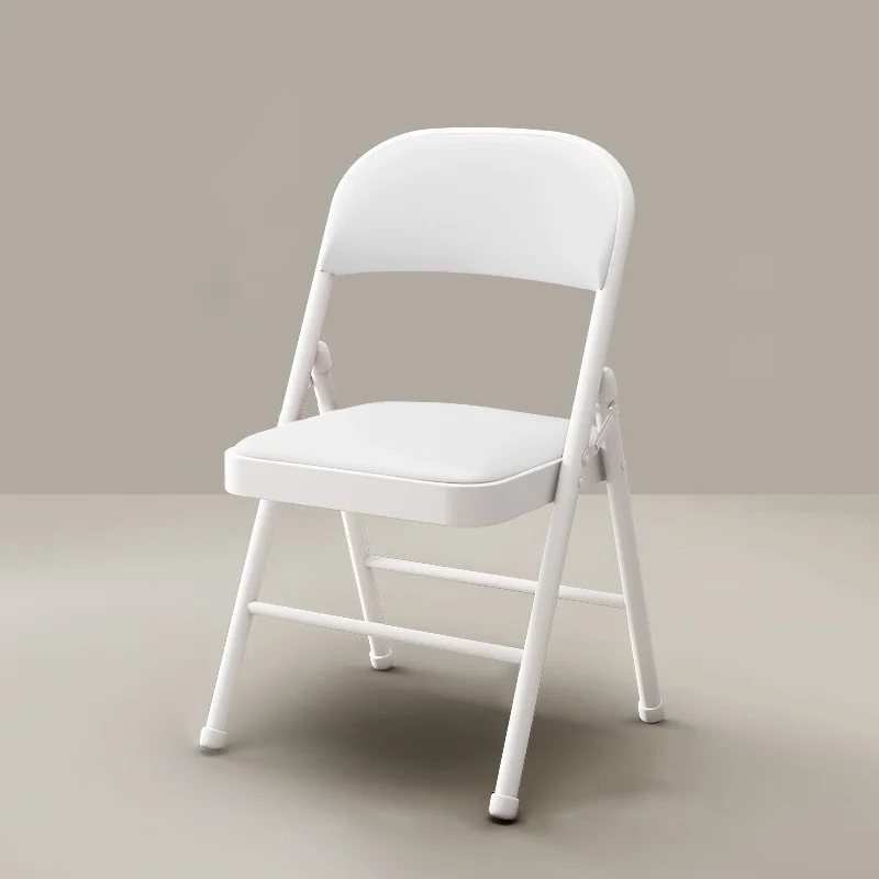 Modern Simplicity Arc Steel Pipe PU Leather Sponge Foldable Desk Chair Backrest Armless For Home Office